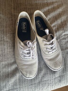 Keds White Canvas Lace-Up Sneakers
